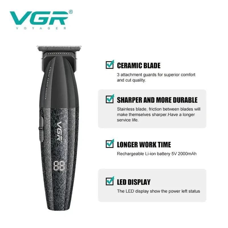 Тример VGR V-640T BLACK, 3 насадки, LED display, 9000RPM — фото 3