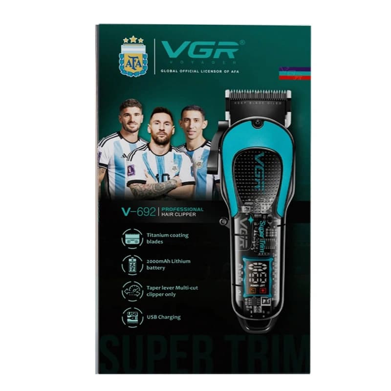 Акумуляторна машника для стриження (clipper) VGR V-692 GREEN, 4 насадки, LED display — фото 7