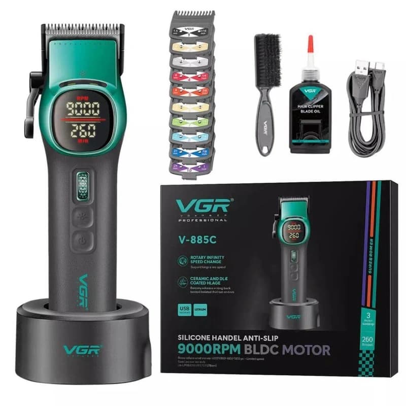 Акумуляторна машника для стриження (clipper) VGR V-885C GREEN