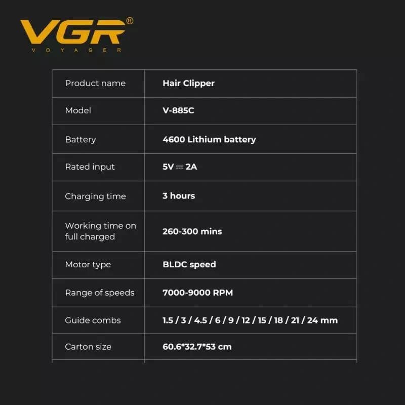 Акумуляторна машника для стриження (clipper) VGR V-885C GREEN, 10 насадок, LED display — фото 7