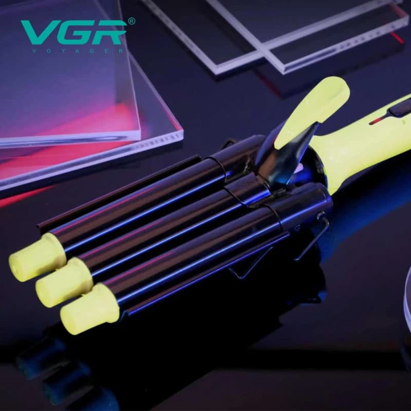 Плойка потрійна VGR V-595 YELLOW, 5 режимів роботи, керамічне покриття, LED display, 100 Вт — фото 7