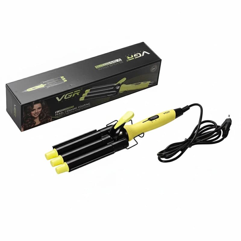 Плойка потрійна VGR V-595 YELLOW, 5 режимів роботи, керамічне покриття, LED display, 100 Вт — фото 8