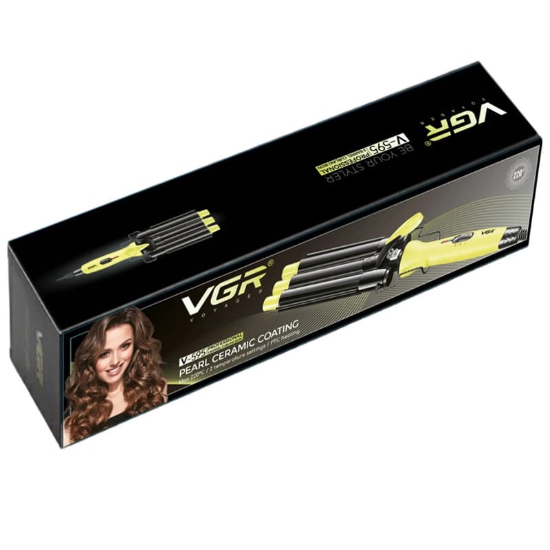 Плойка потрійна VGR V-595 YELLOW, 5 режимів роботи, керамічне покриття, LED display, 100 Вт — фото 9