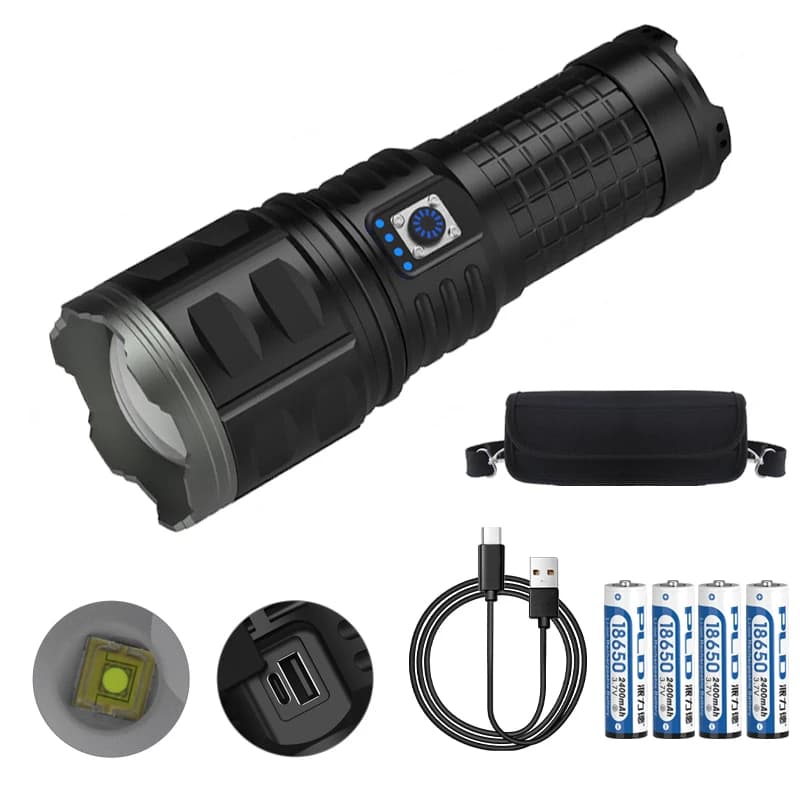 Ліхтар AK138 WHITE LASER LED PM60-TG, 4х18650, power bank, індикація заряду, ЗП Type-C, zoom, Box — фото 5