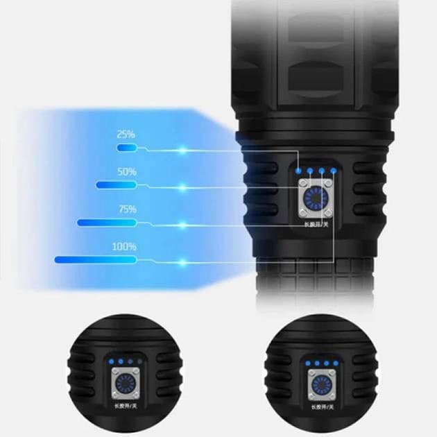 Ліхтар AK138 WHITE LASER LED PM60-TG, 4х18650, power bank, індикація заряду, ЗП Type-C, zoom, Box — фото 6