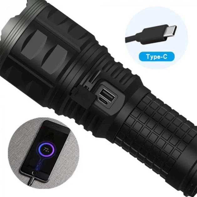 Ліхтар AK138 WHITE LASER LED PM60-TG, 4х18650, power bank, індикація заряду, ЗП Type-C, zoom, Box — фото 9