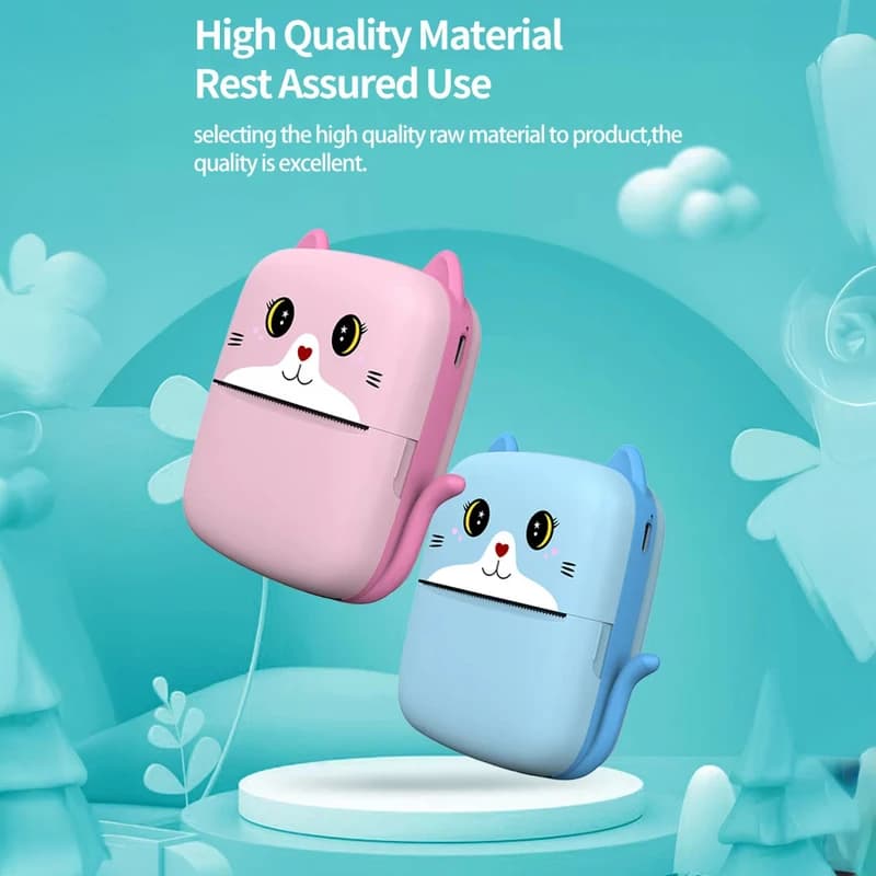 Дитячий термопринтер A8 Cat printer blue, bluetooth, ЗП Type-C — фото 5