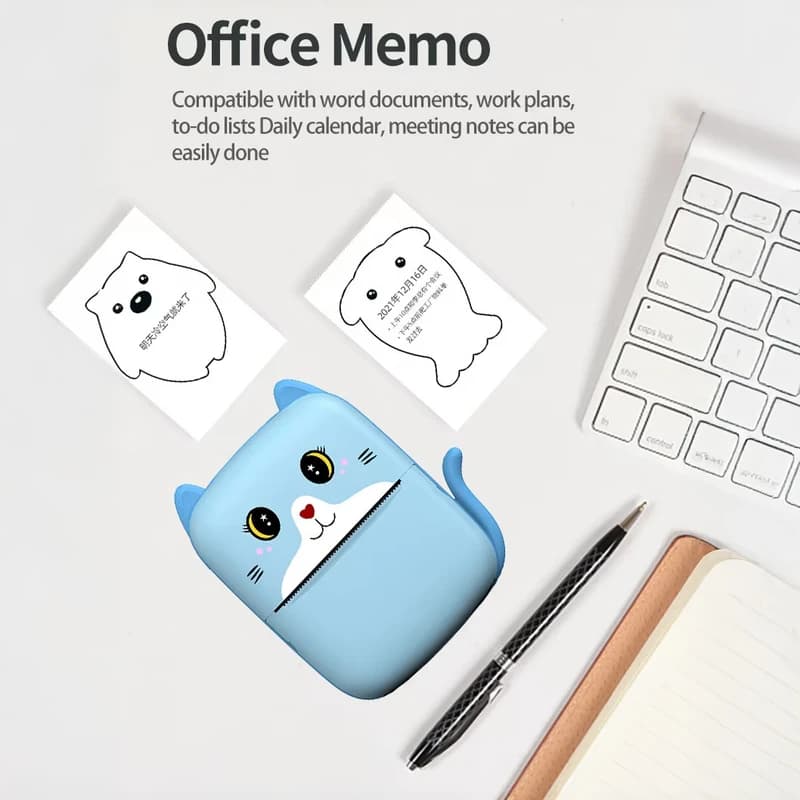 Дитячий термопринтер A8 Cat printer blue, bluetooth, ЗП Type-C — фото 7