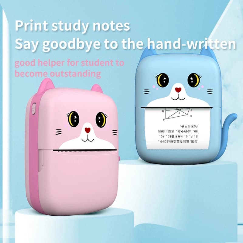 Дитячий термопринтер A8 Cat printer pink, bluetooth, ЗП Type-C — фото 4