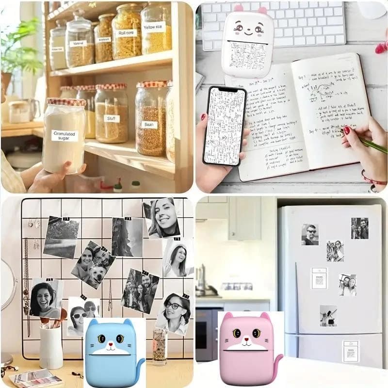 Дитячий термопринтер A8 Cat printer pink, bluetooth, ЗП Type-C — фото 8