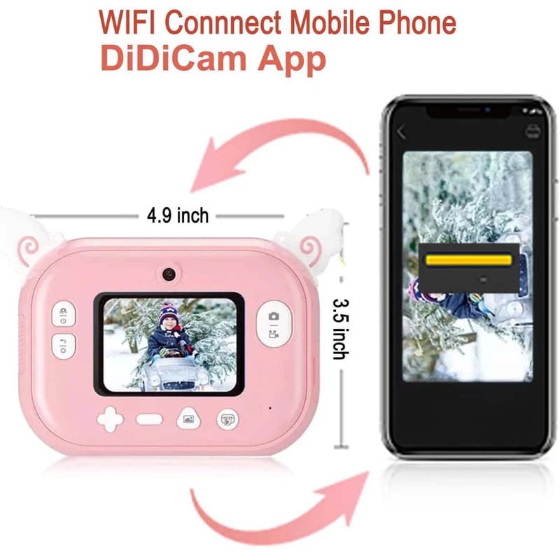 Дитячий фотоапарат миттєвого друку YT008, PINK UNICORN з підтримкою microSD card, 3Y+, WiFi — фото 3
