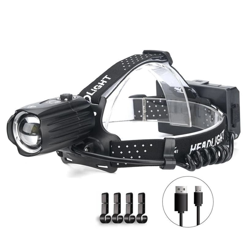 Ліхтар налобний BL-T35-P160, 3x18650, Power Bank, ЗП Type-C, zoom, Box — фото 8