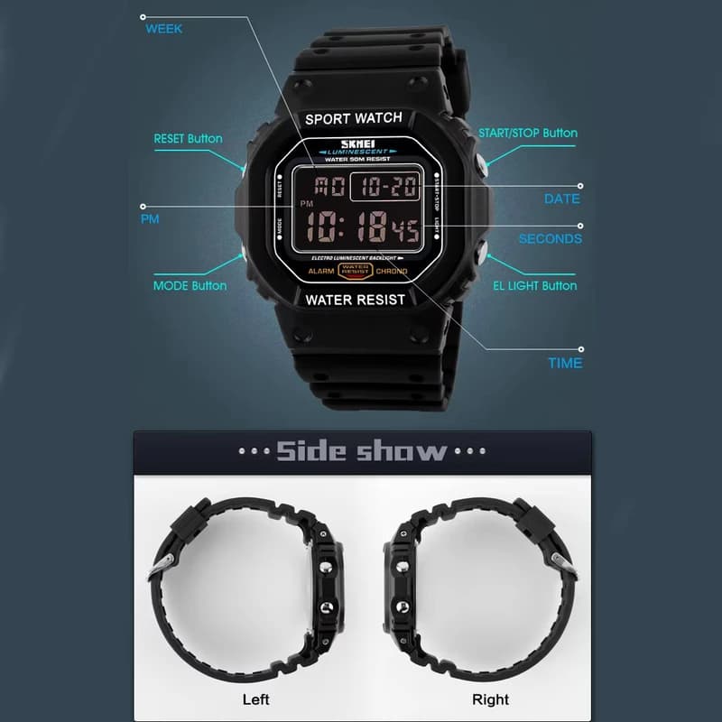 Годинники наручні 1134BKBK SKMEI, BLACK/BLACK — фото 6