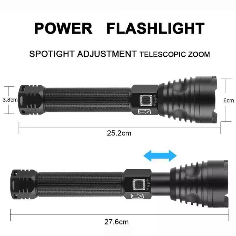 Ліхтар BL-601-P90, 2x26650/2x18650, ЗП Type-C, індикація заряду, zoom, Box — фото 8