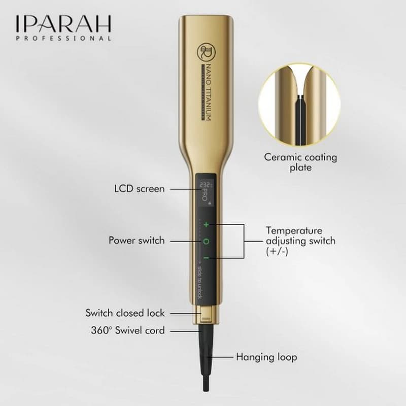 Випрямляч для волосся IPARAH P-128B GREY, 39мм, 50-232 ° C, керамічне покриття, 50 W, LED display — фото 3