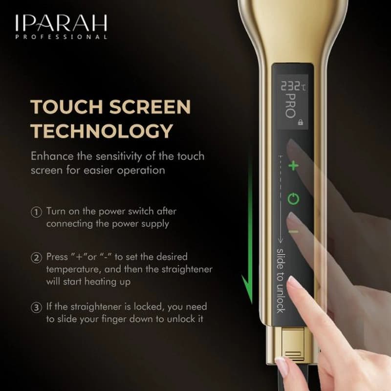 Випрямляч для волосся IPARAH P-128B GREY, 39мм, 50-232 ° C, керамічне покриття, 50 W, LED display — фото 6