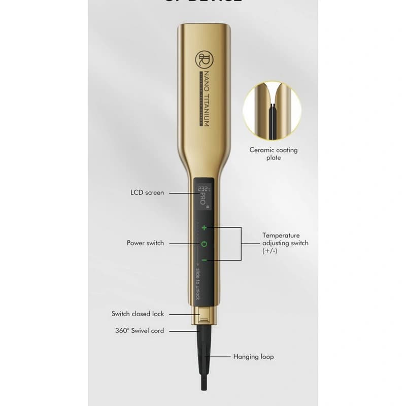 Випрямляч для волосся IPARAH P-128B GREY, 39мм, 50-232 ° C, керамічне покриття, 50 W, LED display — фото 10