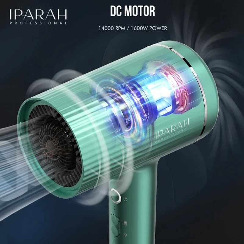 Професійний фен IPARAH P-300G GREEN, 2 рівня обдува, 3 рівня температури, 1500W-1600W, ефірна олія — фото 5