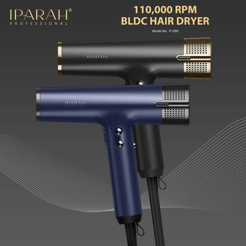 Професійний фен IPARAH P-390B BLUE, 4 рівні обдування, 4 рівні температури, 110000RPM, 1500-1700W — фото 6
