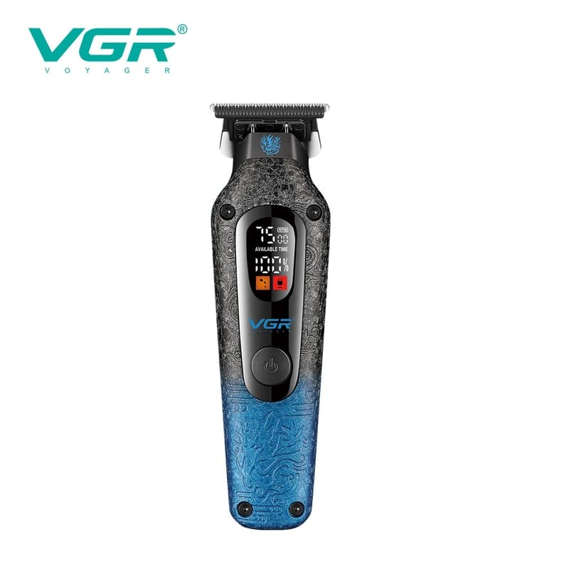 Триммер VGR V-879T BLUE, 4 насадки, 7500 RPM, 1500 mAh, LED display — фото 4
