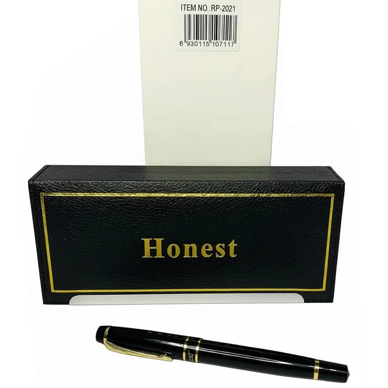 Кулькова ручка в подарунковому футлярі, чорна із золотими вставками Honest 2021 — фото 7
