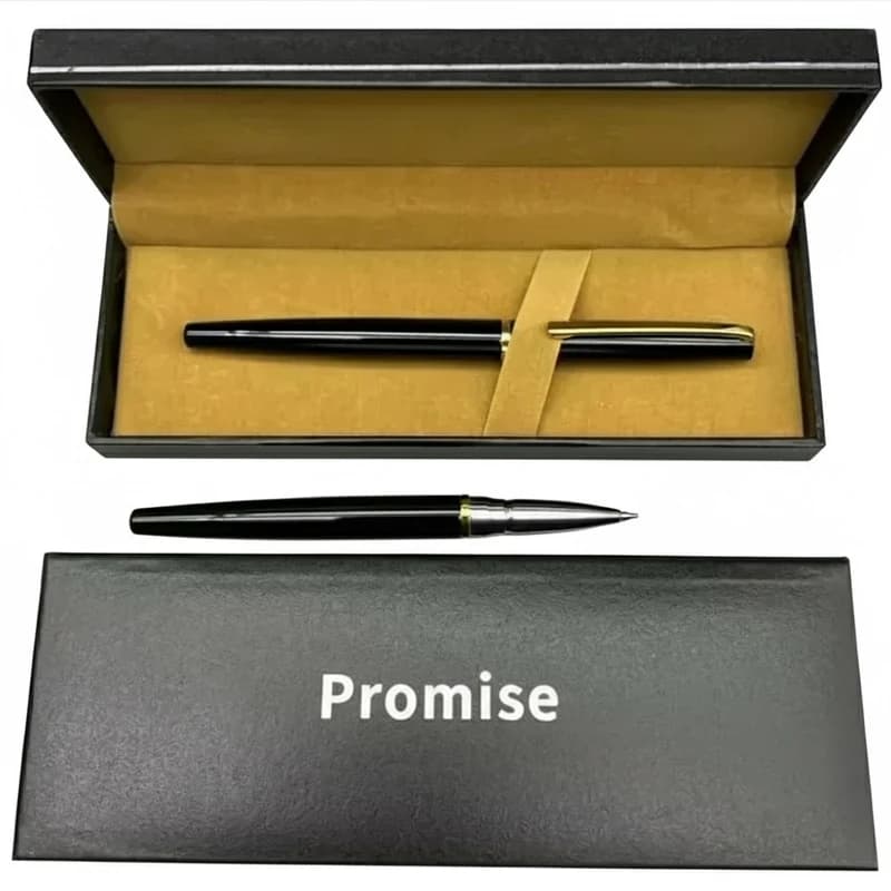 Подарункова ручка кулькова Promise у футлярі (чорна із золотистим кліпом) 3183 — фото 2