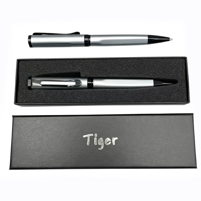 Подарункова ручка кулькова Tiger у футлярі (сріблясто-чорна) 385