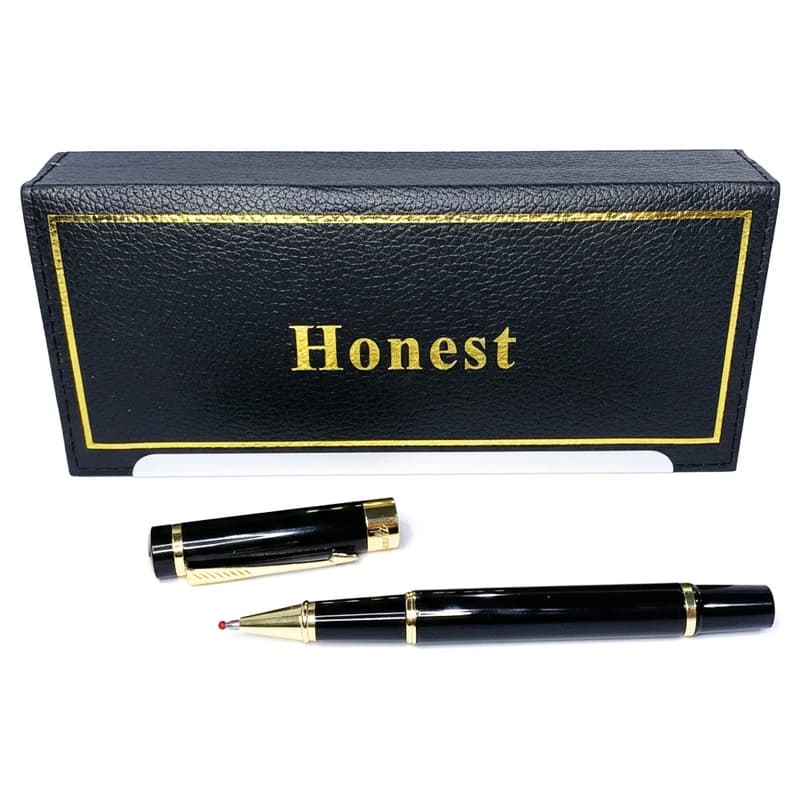 Кулькова ручка в подарунковому футлярі, чорна із золотими вставками Honest 5528 — фото 2