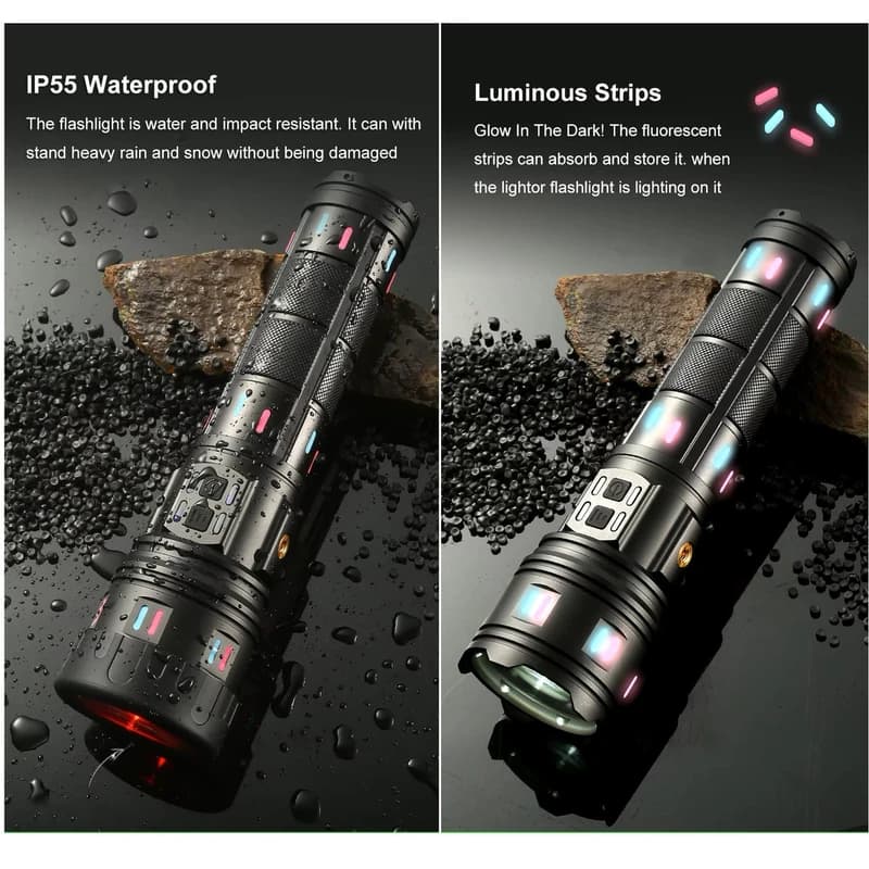 Ліхтар NIGHT VISION FLUORESCENCE AK177-WHITE LASER LED PM60-TG, 8x18650 3.7V, Power Bank, ЗП Type-C, zoom, 5 фільтрів — фото 3