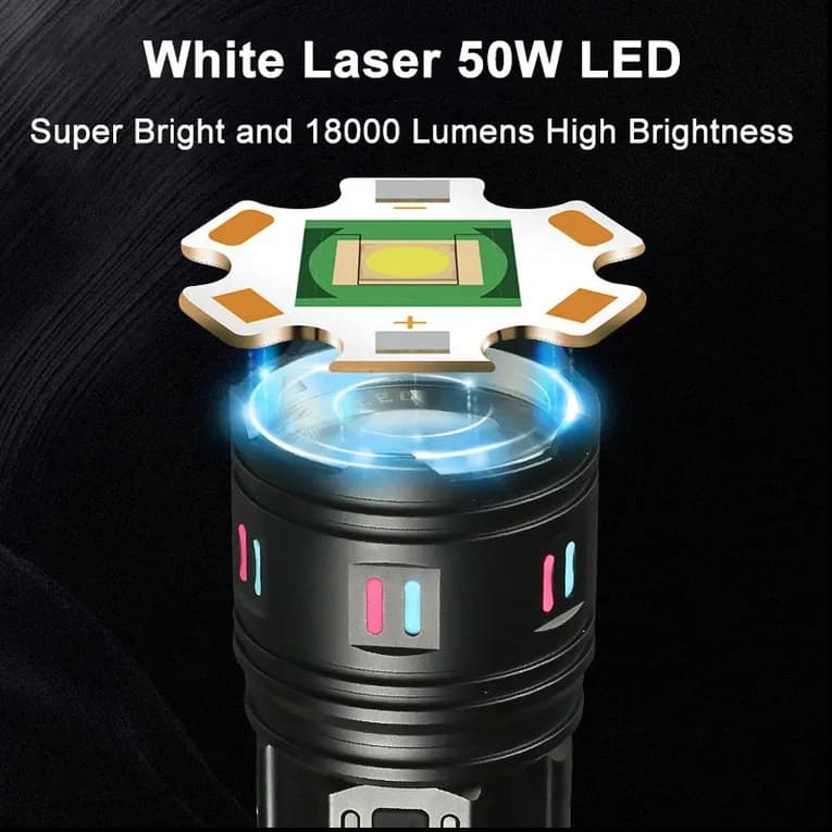 Ліхтар NIGHT VISION FLUORESCENCE AK177-WHITE LASER LED PM60-TG, 8x18650 3.7V, Power Bank, ЗП Type-C, zoom, 5 фільтрів — фото 4