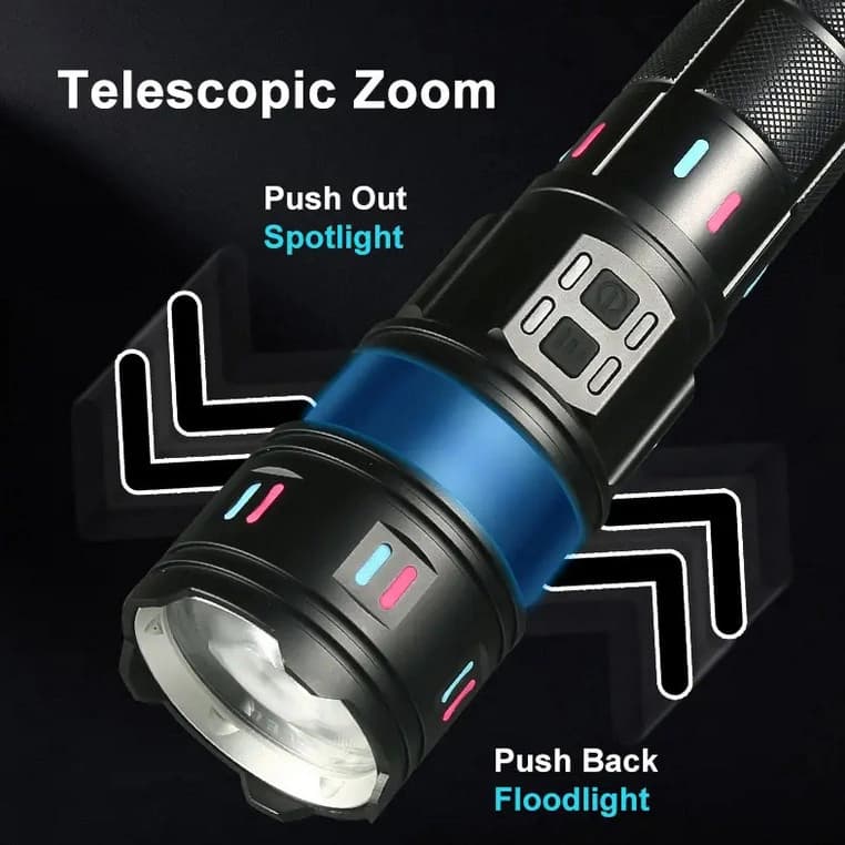 Ліхтар NIGHT VISION FLUORESCENCE AK177-WHITE LASER LED PM60-TG, 8x18650 3.7V, Power Bank, ЗП Type-C, zoom, 5 фільтрів — фото 5