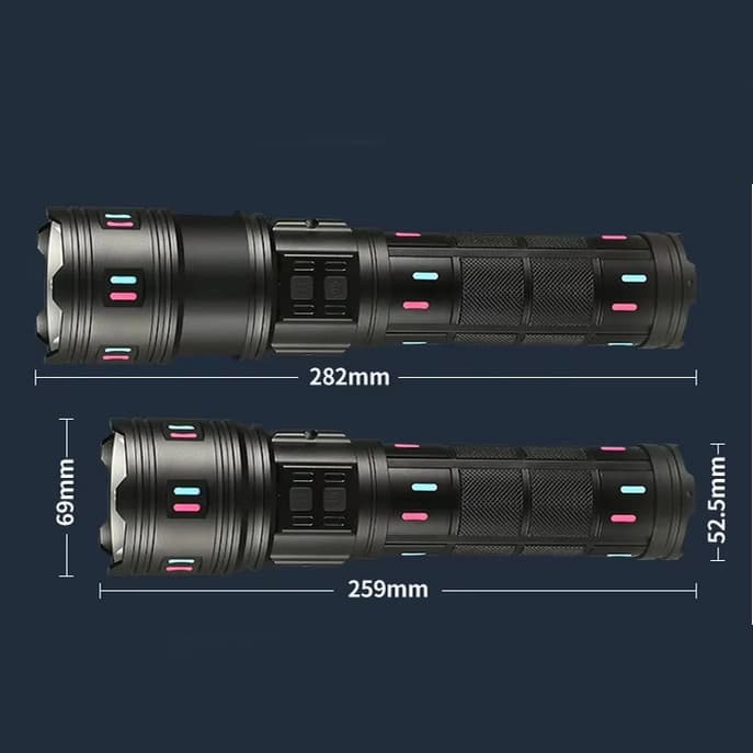 Ліхтар NIGHT VISION FLUORESCENCE AK177-WHITE LASER LED PM60-TG, 8x18650 3.7V, Power Bank, ЗП Type-C, zoom, 5 фільтрів — фото 7