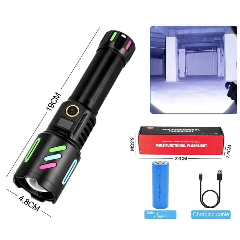 Ліхтар NIGHT VISION FLUORESCENCE W514/1143-WHITE LASER LED PM10-TG, 1x26650, Power Bank, ЗП Type-C, zoom — фото 2