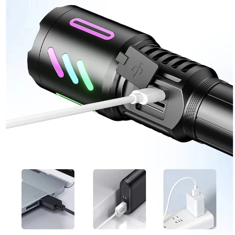 Ліхтар NIGHT VISION FLUORESCENCE W514/1143-WHITE LASER LED PM10-TG, 1x26650, Power Bank, ЗП Type-C, zoom — фото 7