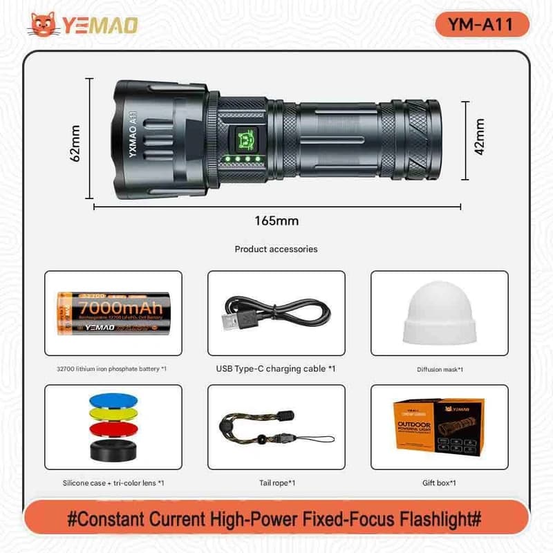 Ліхтар YEMAO YM-A11 XH P70, 1x32700, Power Bank, ЗУ Type-C — фото 6