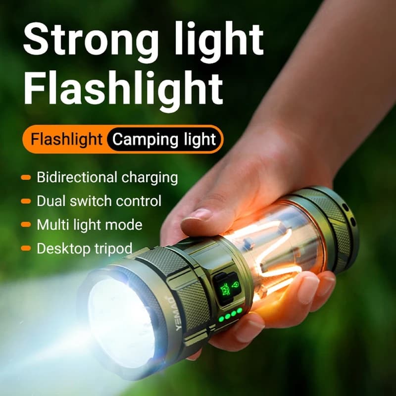 Ліхтар YEMAO YM-A19 9LED, 1x26650, Power Bank, ЗУ Type-C, гачок, 3 фільтри, функція лампи — фото 9