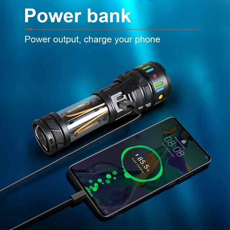 Ліхтар YEMAO YM-A5 TG 30W, 1x21700, Power Bank, ЗУ Type-C, zoom, функція лампи — фото 5