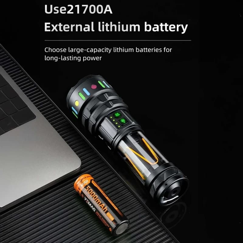 Ліхтар YEMAO YM-A5 TG 30W, 1x21700, Power Bank, ЗУ Type-C, zoom, функція лампи — фото 8