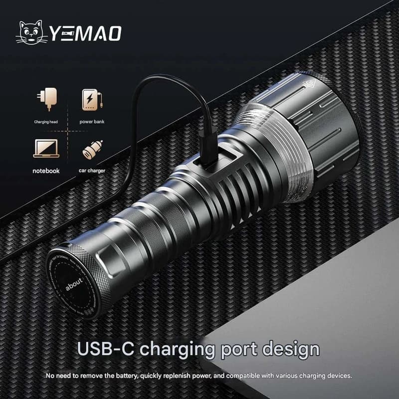 Ліхтар YEMAO YM-A8 W5050 LED+SMD(Yellow+Red), 1x21700, Power Bank, ЗУ Type-C, магніт — фото 6