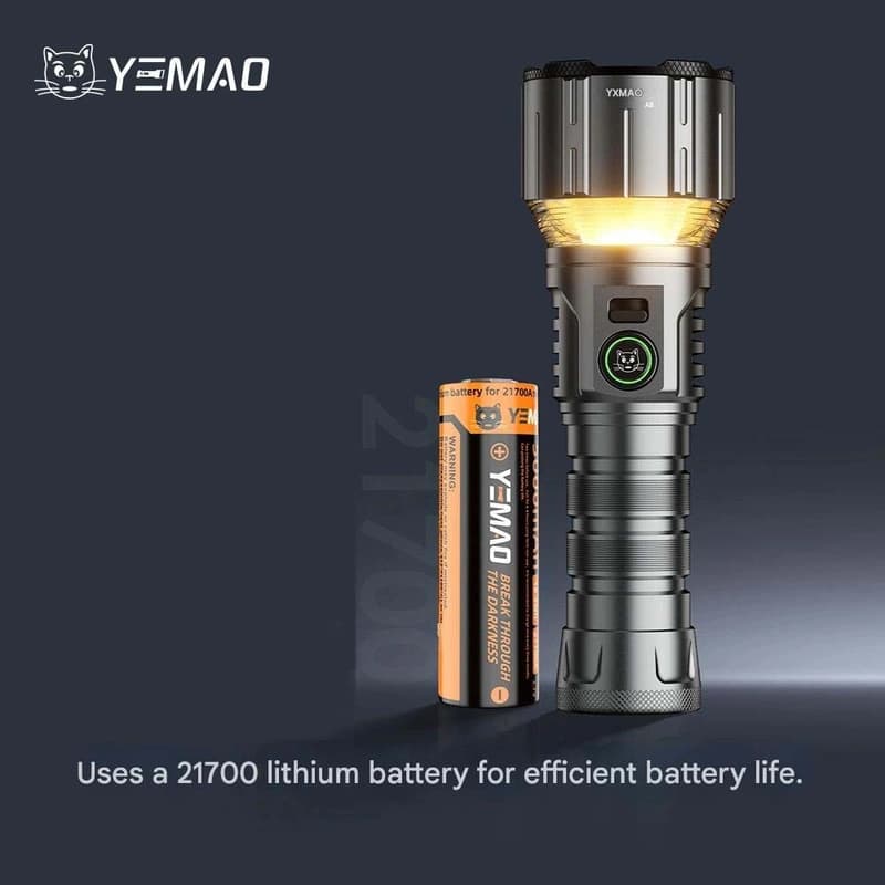 Ліхтар YEMAO YM-A8 W5050 LED+SMD(Yellow+Red), 1x21700, Power Bank, ЗУ Type-C, магніт — фото 7