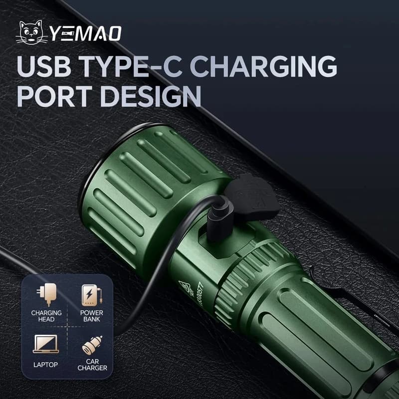 Ліхтар YEMAO YM-A83 3KX50, 1x21700, ЗУ Type-C — фото 4