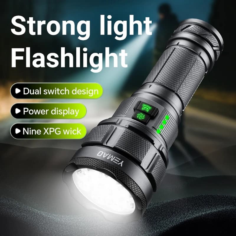 Ліхтар YEMAO YM-A9 9LED, 2x26650, Power Bank, ЗУ Type-C, ковпачок, 3 фільтри — фото 9