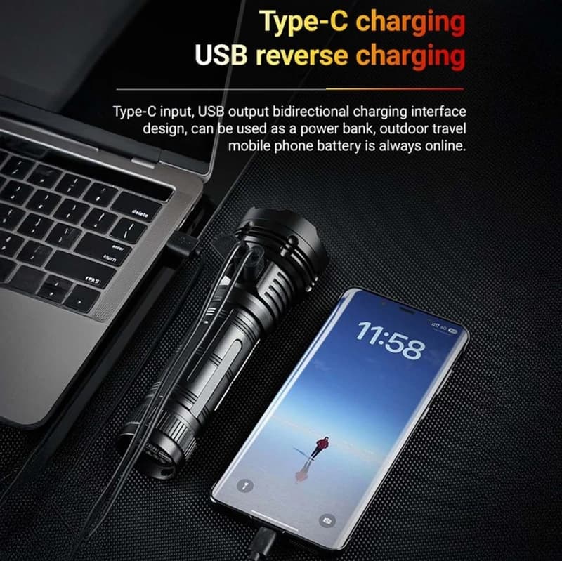 Ліхтар YEMAO YM-F96-6 6P35, 1x32850, Power Bank, ЗУ Type-C — фото 3