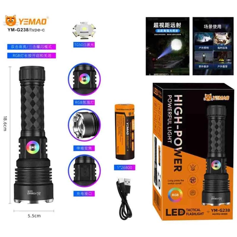 Ліхтар YEMAO YM-G238 TG 50W, 1x26800, ЗУ Type-C, zoom — фото 2