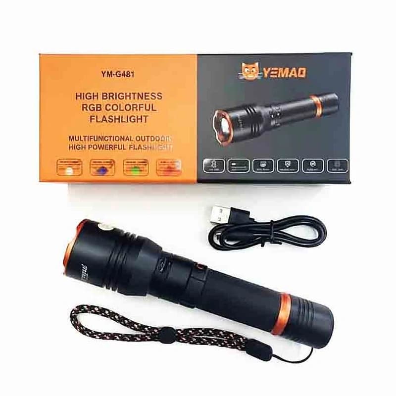 Ліхтар YEMAO YM-G481 4LED(Red+Green+Blue+White), Li-Ion акумулятор, ЗУ Type-C, zoom — фото 4
