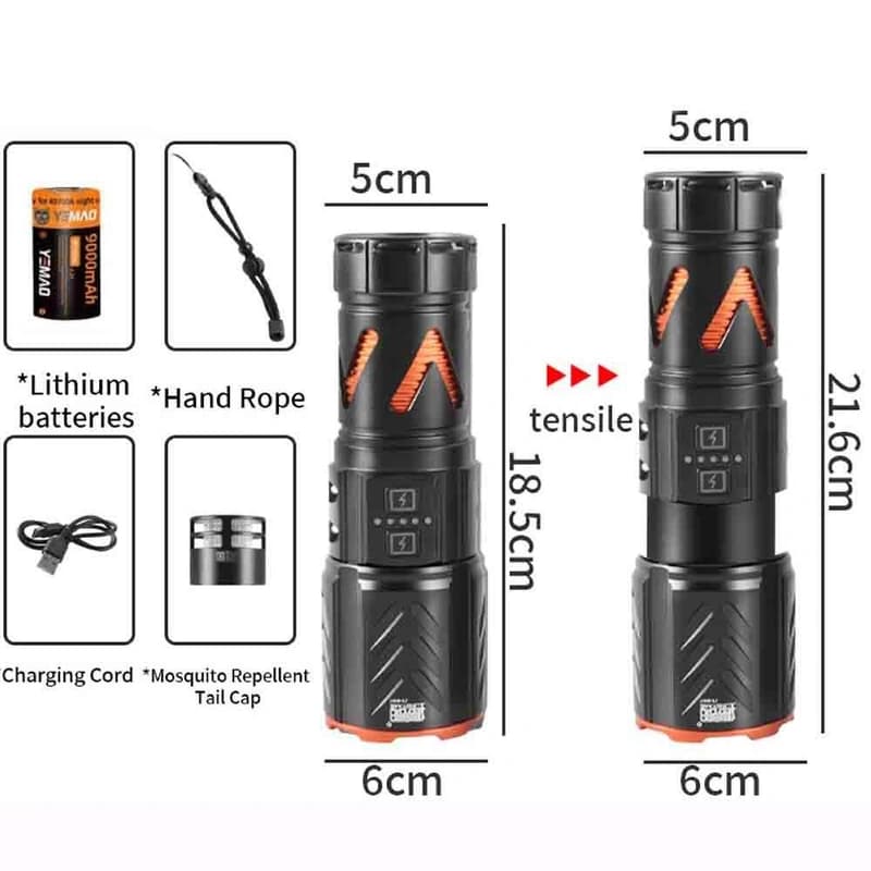 Ліхтар YEMAO YM-G531 TG 30W, 1x40700, Power Bank, ЗУ Type-C, zoom, захист від комарів — фото 6