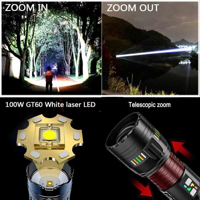 Ліхтар YEMAO YM-G600 TG 60W, 4x181350, Power Bank, ЗУ Type-C, zoom, кейс — фото 3