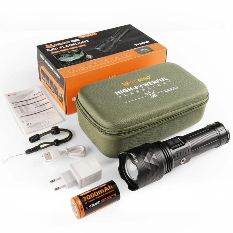 Ліхтар YEMAO YM-G641-1 TG 60W, 1x32700, Power Bank, ЗУ Type-C, zoom, кейс — фото 7