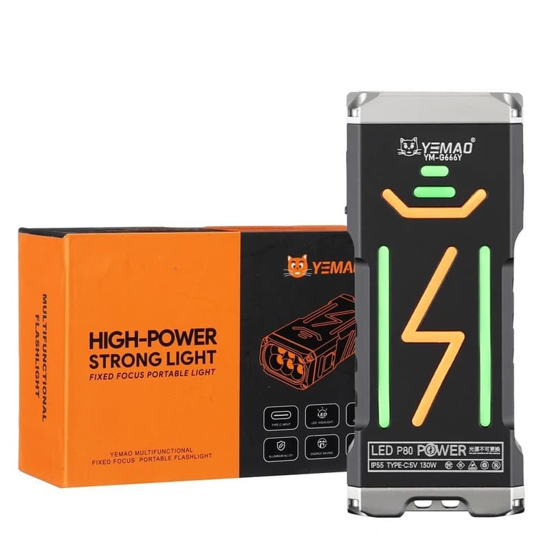 Ліхтар YEMAO YM-G666Y 6P90, Li-Ion акумулятор, Power Bank, ЗУ Type-C, чохол — фото 1