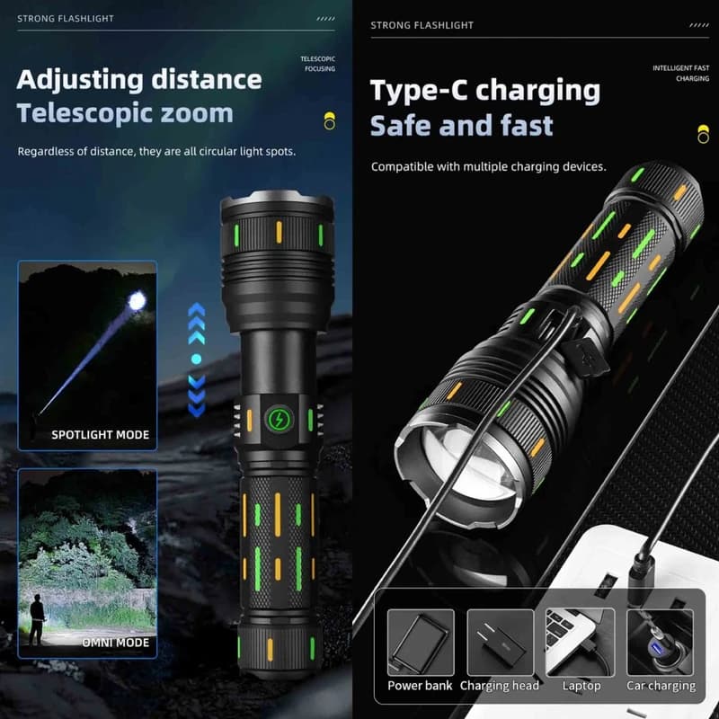 Ліхтар YEMAO YM-G66Y TG 30W, 1x32850, Power Bank, ЗУ Type-C, zoom — фото 7